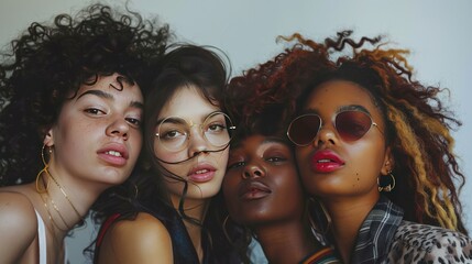 Obraz premium Group of friends with different styles and fashion tastes, reflecting individual beauty