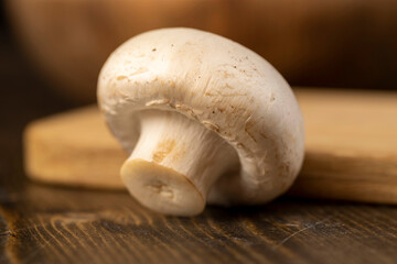 fresh, not cooked mushrooms, white champignons