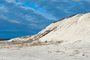 Chalk white mountains and blue sky,natural background.