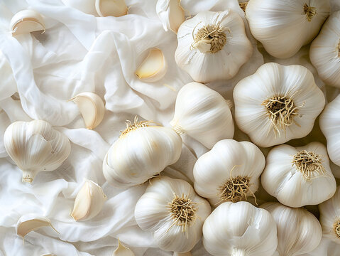 Some delicious spices are white garlic scenes