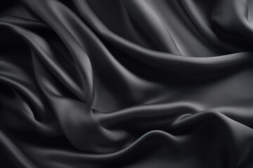 Obraz premium Processed collage of smooth elegant wavy deep black silk cloth fabric material texture. Background