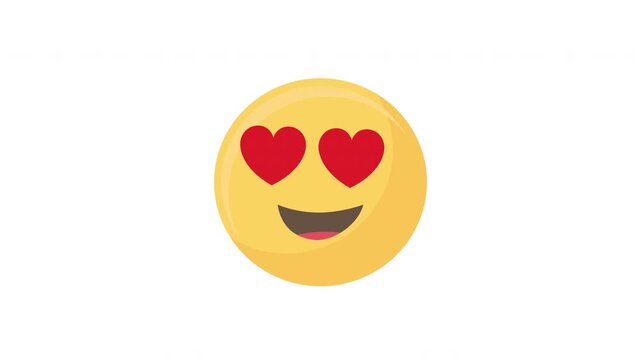 Animated love emoji. Neutral to a love face expression loop animation. Alpha channel.