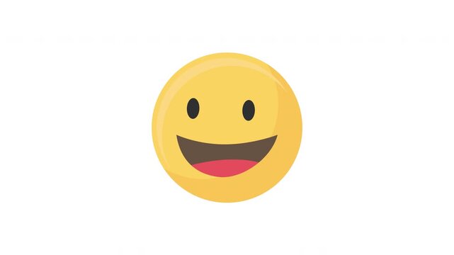 Animated smiley face emoji. Loop animation showing a neutral to smiling expression. Includes alpha channel.