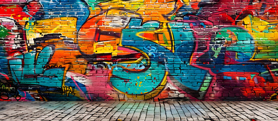 Naklejka premium Graffiti wall Abstract colorful background. artistic pop art background backdrop design