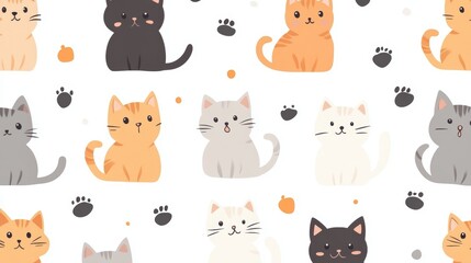 Fototapeta premium Kittens pattern. Illustration for cover, card, postcard, interior design, banner, poster, brochure or presentation