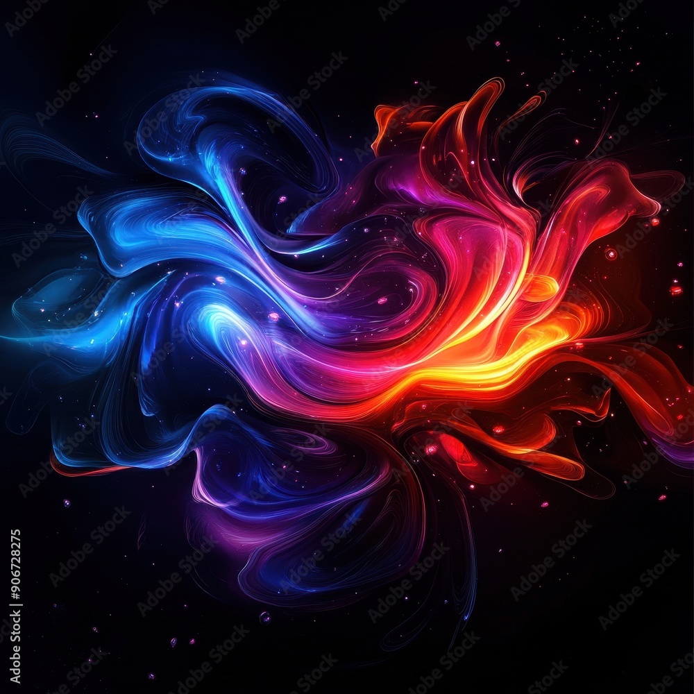 Leinwandbilder abstract vibrant colors blending in dark background, creating an energetic and dynamic flow of light