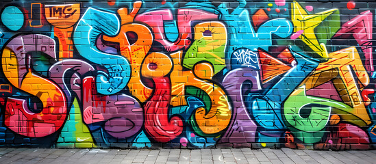 Graffiti wall Abstract colorful background. artistic pop art background backdrop design