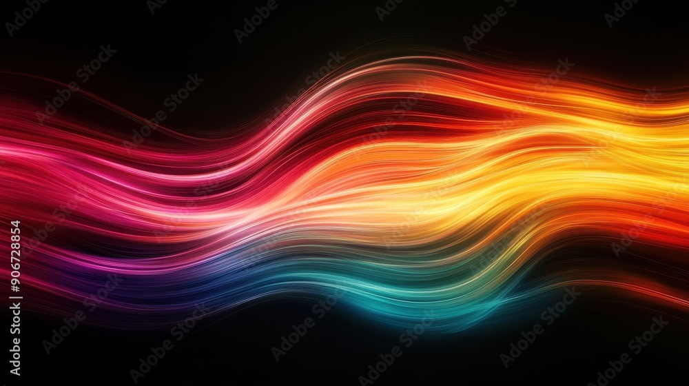 Poster Vibrant abstract background with flowing waves of colorful light. Perfect for artistic and creative design projects.