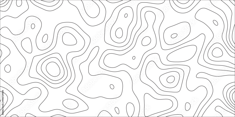Poster abstract black & white wave paper curved reliefs background. topographic map lines, contour backgrou