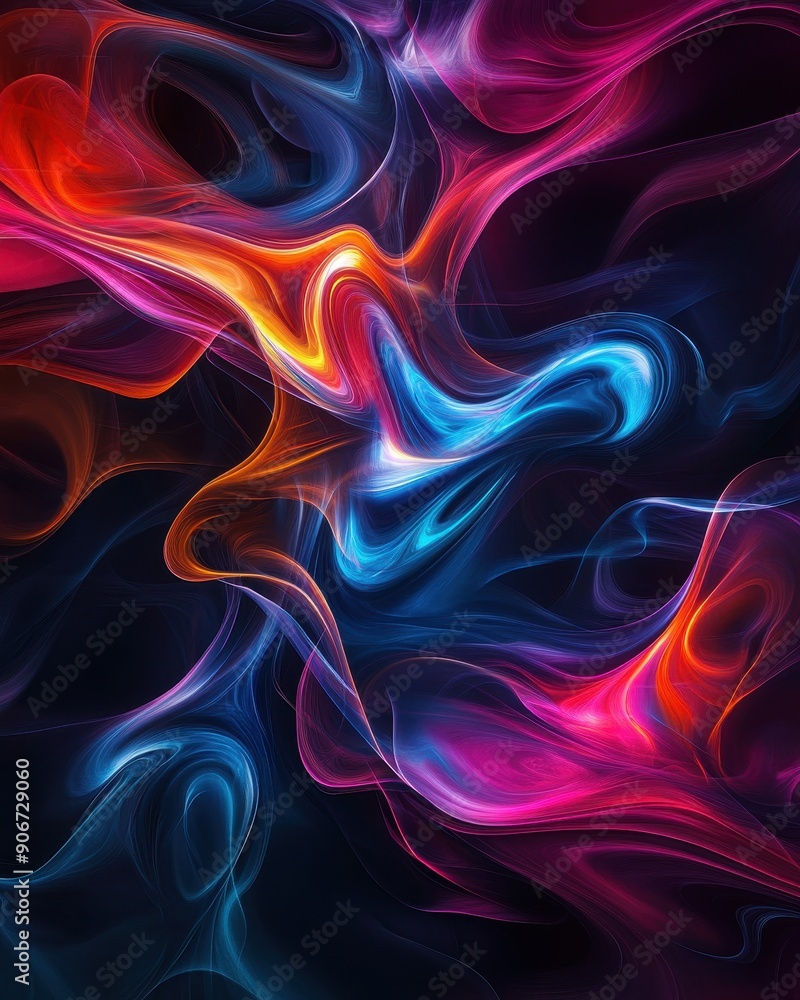Leinwandbilder vibrant abstract digital artwork with flowing colorful swirls creating a dynamic and mesmerizing vis