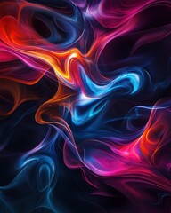 Naklejka premium Vibrant abstract digital artwork with flowing colorful swirls creating a dynamic and mesmerizing visual effect.