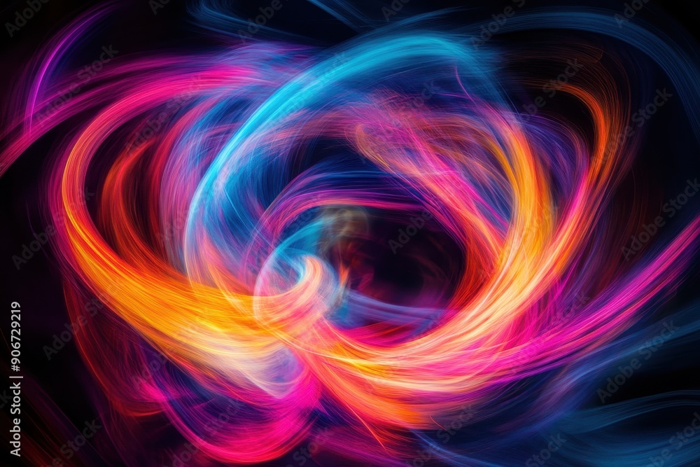 Leinwandbilder vibrant abstract light painting with swirling neon colors creating a dynamic and energetic visual ef