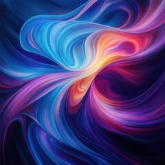 Obraz premium Vibrant abstract swirl blending blue, purple, and orange, creating a dynamic and energetic visual effect.