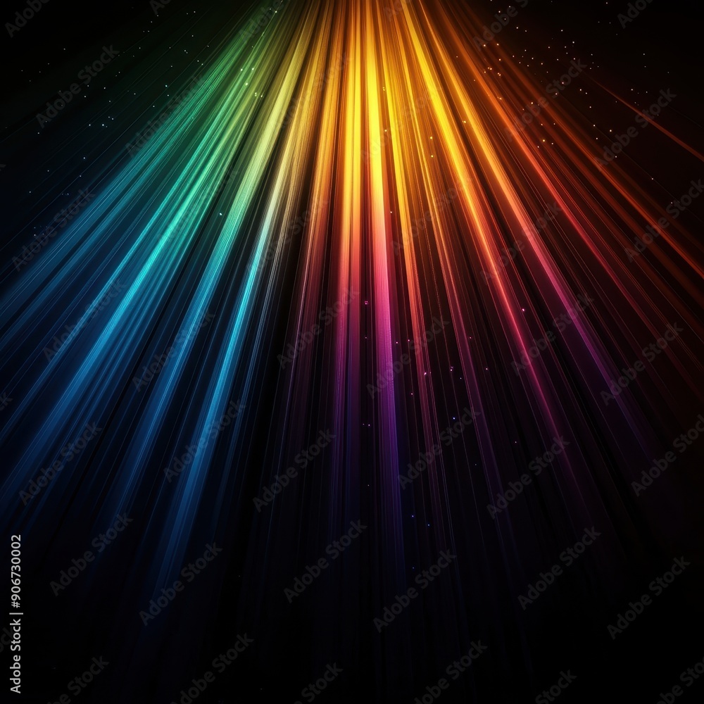 Leinwandbilder vivid rainbow light beams background with a gradation of colors on a dark backdrop, creating a dynam