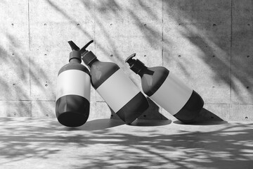 Glass Bottle Mockup with Concrete Background and Shadows