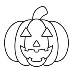 halloween orange pumpkin cartoon character line icon.