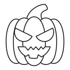 halloween orange pumpkin cartoon character line icon.