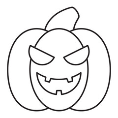 halloween orange pumpkin cartoon character line icon.