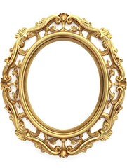 A golden picture frame sitting on a plain white background, ideal for showcasing your favorite memories or artwork