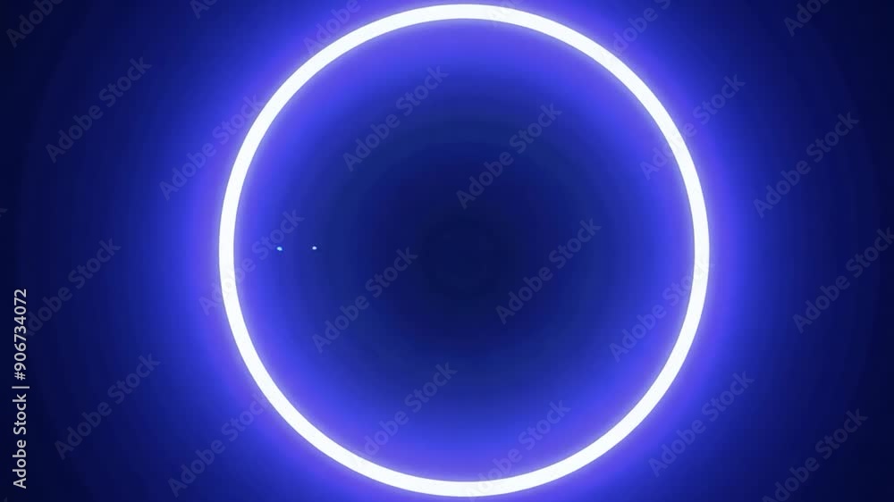 Poster dynamic blue circle expanding on a dark background, creating a vibrant abstract pattern. perfect for