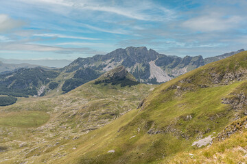 Fototapeta premium Majestic summer day in the Durmitor National park. Village Zabljak, Montenegro, Balkans, Europe. Scenic image of popular travel destination. Discover the beauty of earth. Hiking nature destination
