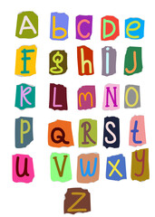 clipart set decorative alphabet Font with lettering style Newspaper Cutouts, font with a touch of Retro style