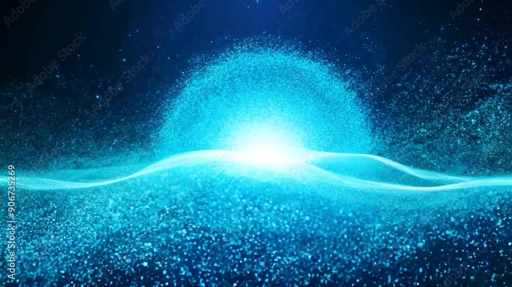 Aufkleber dynamic blue particles and energy waves in constant motion create a mesmerizing visual effect. ideal