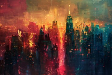 Fototapeta premium Cityscape in Warm Hues