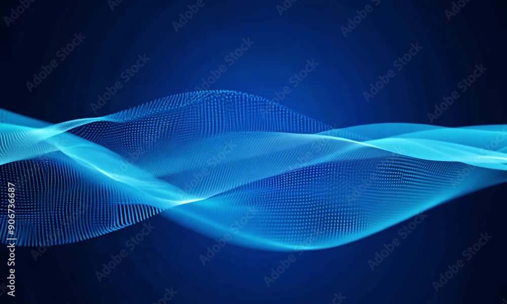 Poster abstract colorful futuristic wave lines animation background, 4k seamless loop backdrop video as tec