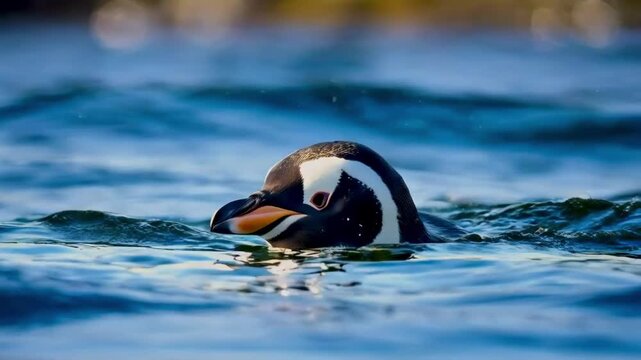 pinguin swimming in the sea