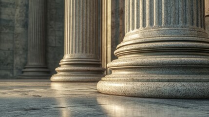 The pillars are made of marble and are standing upright