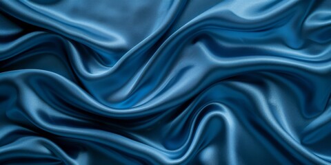 Obraz premium Elegant Blue Silk Fabric Background Offering a Smooth and Luxurious Texture with Copy Space for Design Flexibility