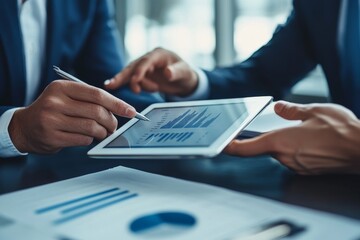 Businessmen Analyzing Data on Tablet