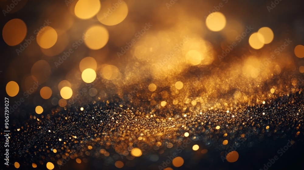 Poster stylish background with glitter and bokeh lights in a golden style