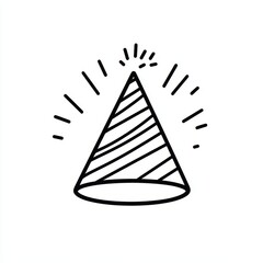Fototapeta premium Linear style icon of a party hat. Material design icon. Linear style sign for mobile apps. Outline icon of a cone hat. Modern symbol and logo. Design concept.
