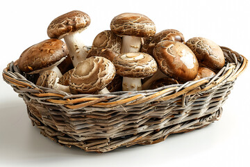 View of Some Button Mushrooms in a Basket