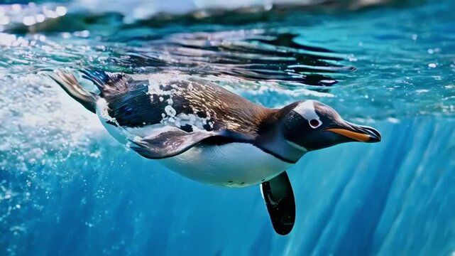 pinguin swimming in the sea