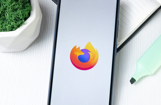 New York, USA - 1 August 2024: Mozilla Firefox Logo on Phone Screen, Icon on Display
