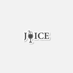  Juice word icon sticker isolated on gray background