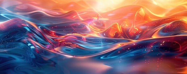 Abstract Wavy Surface with Glowing Lights
