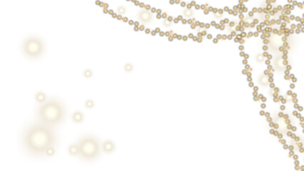 Glowing garland of lights. LED neon lamp. Golden bokeh on a light background. Background with a coil and confetti.A banner with glitter and garlands.Golden and Silver serpentine with glowing lights.