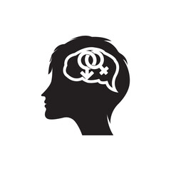 Human head with brain silhouette icon