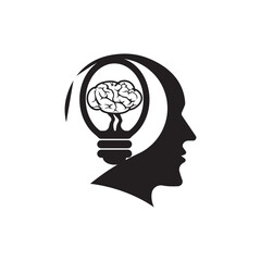 Human head with brain silhouette icon