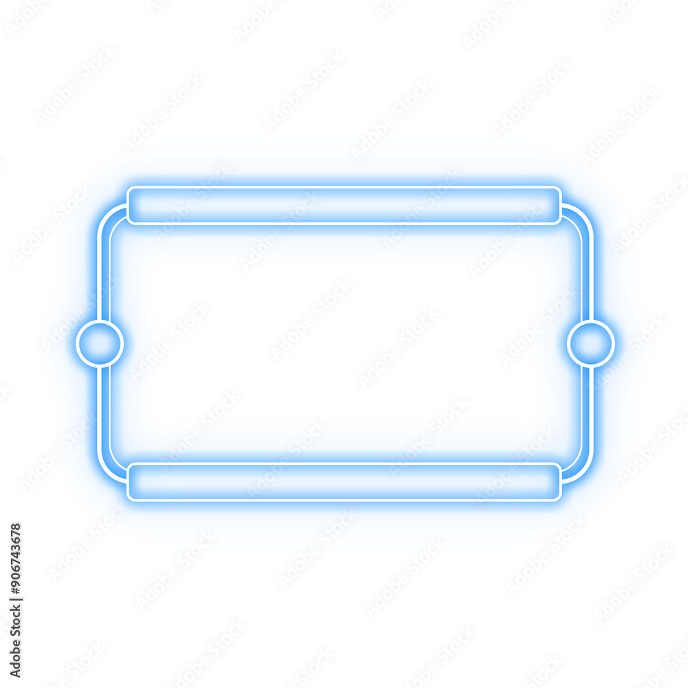 Wall mural frame rectangle light neon and side circle