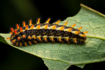 Eastern Festoon butterfly - Zerynthia cerisyi, caterpillar of beautiful colored Old World butterfly from Southeast European meadows and grasslands, Greece.