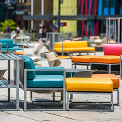 Fototapeta premium tables and chairs in cafe