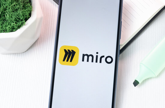 New York, USA - 1 August 2024: Miro Logo on Phone Screen, Icon on Display