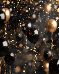 Elegant Gold, Black and White Balloon Celebration