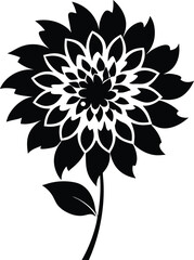 Black and white dahlia silhouette