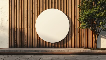 Minimalist Circular Design on Wooden Wall